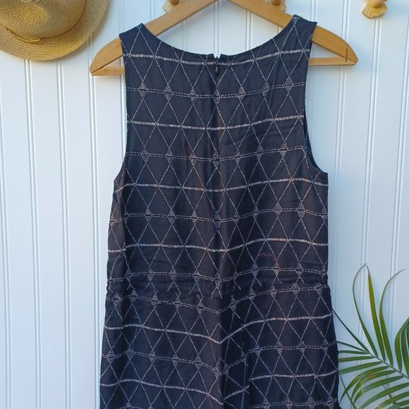 Madewell Diamond Dot  Sleeveless Jumpsuit Size XS  Black Cream Tribal Boho - Picture 7 of 11